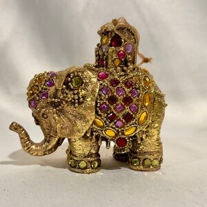 Vintage Gold Jeweled Elephant Ornament